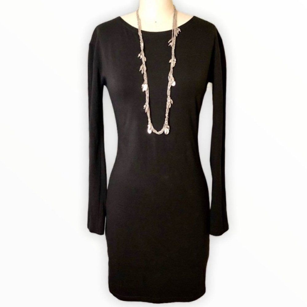 Piko Solid Black Bodycon Dress Small - Picture 2 of 8